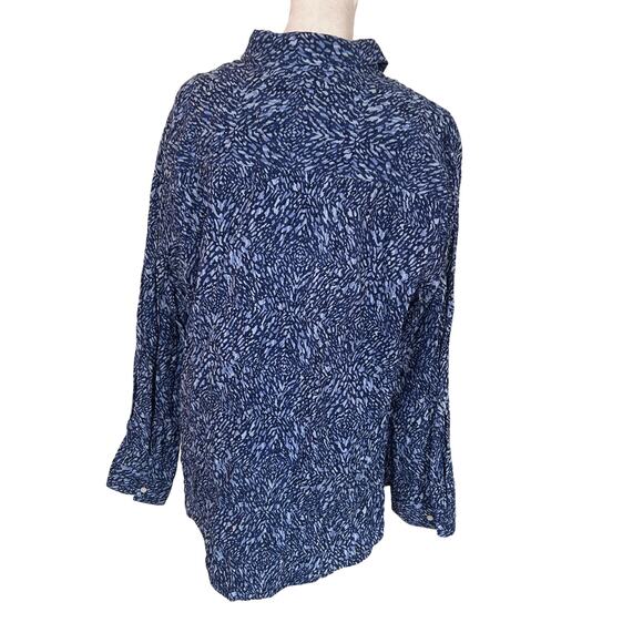 J. McLaughlin Blue and White Button Down Top Womens Size XL - Picture 6 of 6